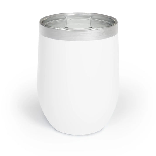 White tumbler with a clear lid on a white background