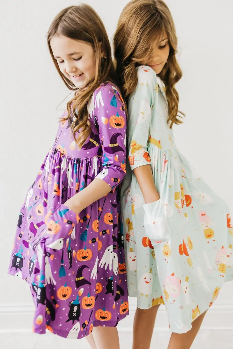 Halloween Dress | No Tricks, Just Treats 3/4 Sleeve Pocket Twirl Dress Mila & Rose ®