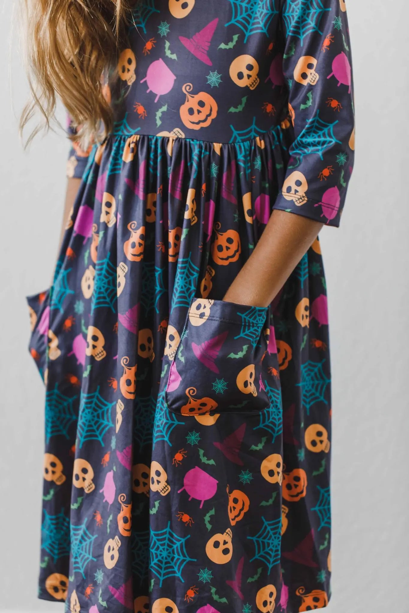 Skeleton Web 3/4 Sleeve Pocket Twirl Dress Mila & Rose ®